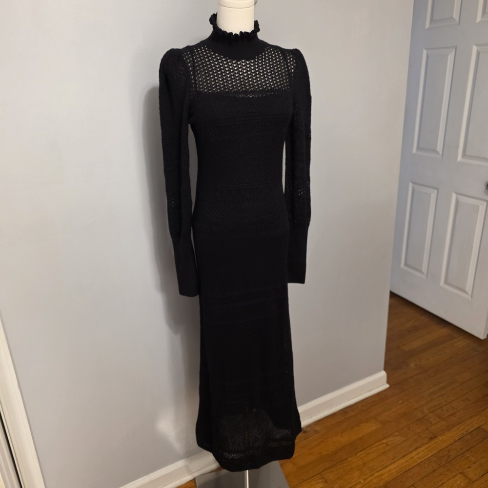 Ralph Lauren Purple Label Lace Puff Sleeve Sweater‎ Cocktail Dress Size L $2,990